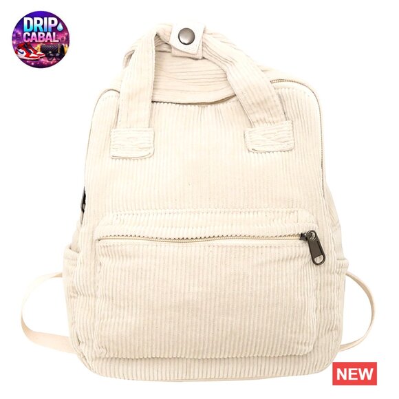 Vintage Corduroy Mini Backpack Purse Retro Casual Daypack Slim Fit